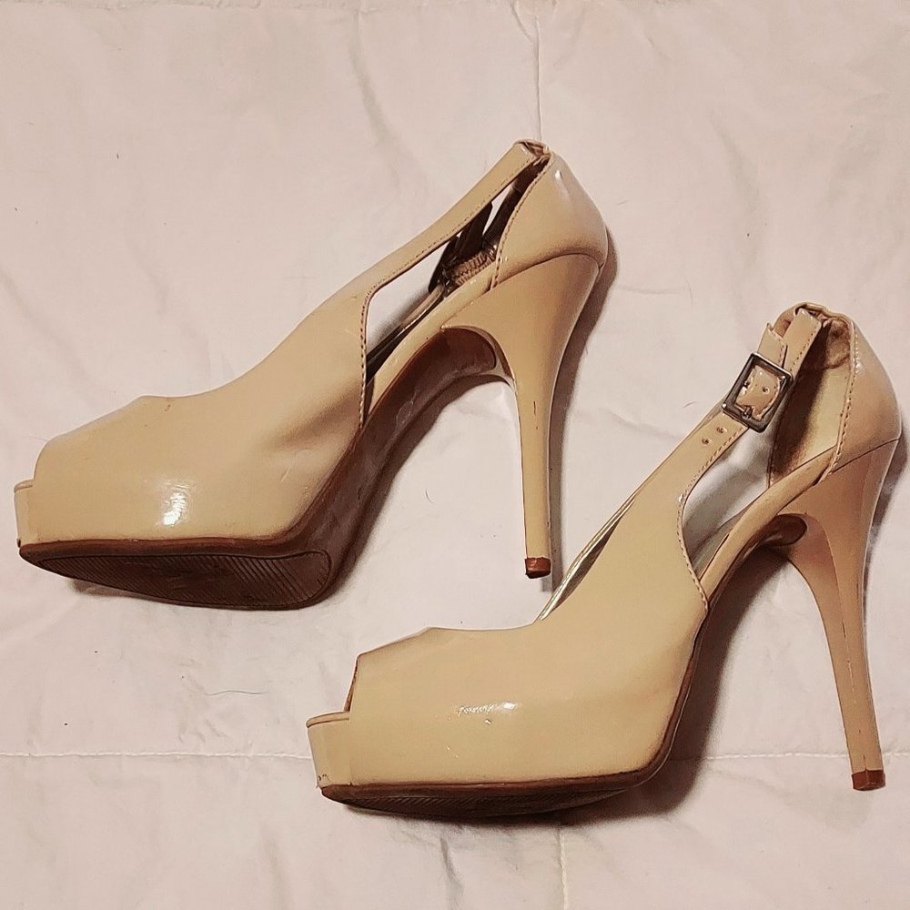 cream patent leather heels